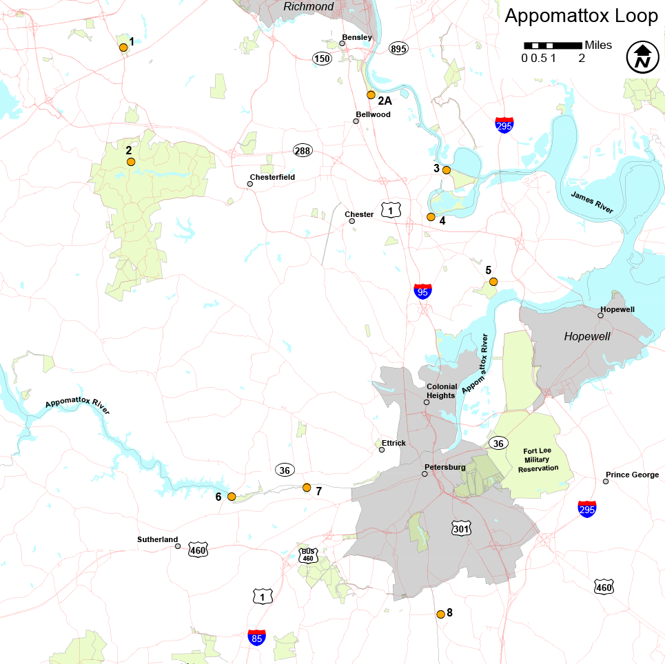 I-click upang magbukas ng PDF ng Appomattox loop map