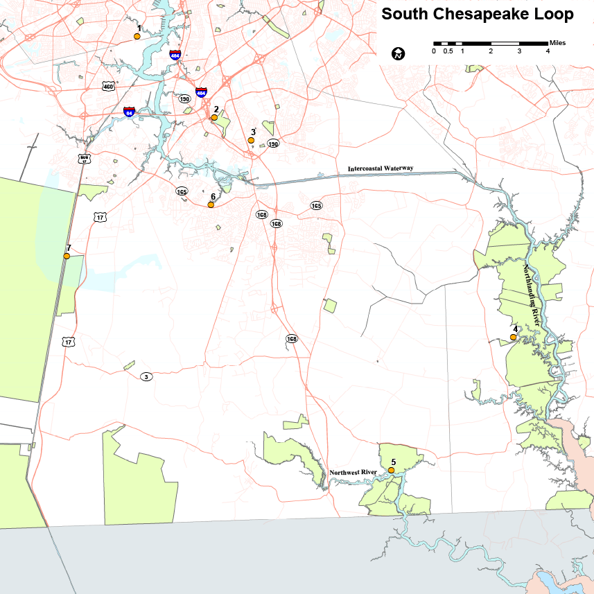 I-click upang magbukas ng PDF ng South Chesapeake loop map