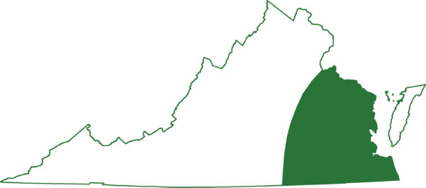Ang mas malaking sirena ay matatagpuan sa buong coastal plain ng Virginia