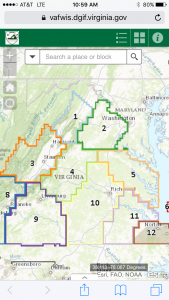 Isang larawan ng vafwis.dgif.virginia.gov at ang mga lokasyon ng birding block