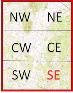 Quad map na may mga label ng Atlas Block