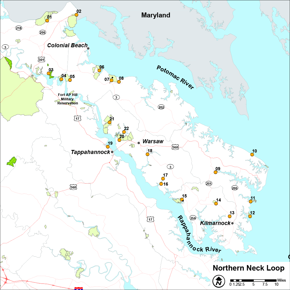 I-click upang buksan ang larawan ng northern neck loop map