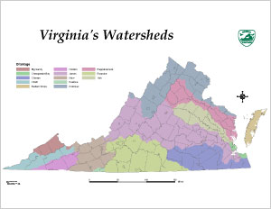 Mapa ng Watersheds ng Virginia